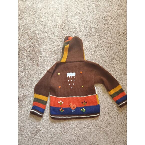 Sisandina Handicrafts Andes Appliques Embroidery Zip Knit Hoodie, Kids Size 4 - Picture 8 of 12